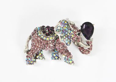 Καρφίτσα ελεφαντάκι με στρας - MAT FASHION - 