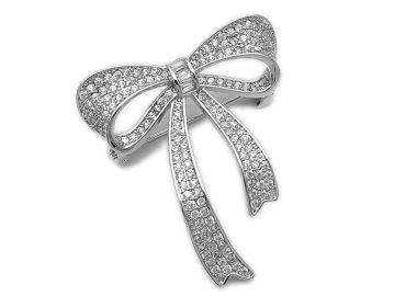 Καρφίτσα Φιόγκος με strass επάργυρη KF118 - Asimenio - 