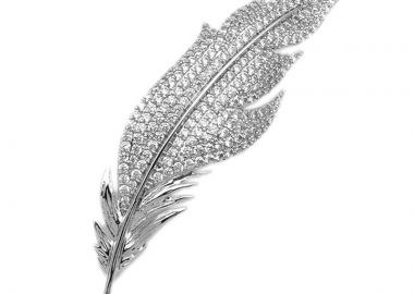 Καρφίτσα φύλλο με strass επάργυρη KF112 - Asimenio - 