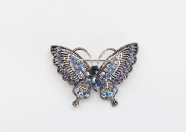 Καρφίτσα πεταλούδα με πολύχρωμες πέτρες - MAT FASHION - 