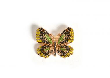 Καρφίτσα πεταλούδα με πολύχρωμες πέτρες - MAT FASHION - 