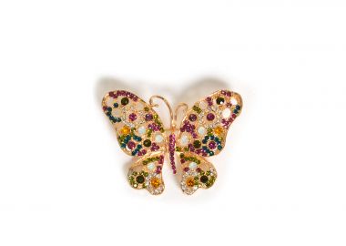 Καρφίτσα πεταλούδα με πολύχρωμες πέτρες - MAT FASHION - 
