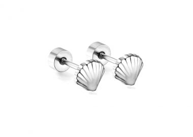 Καρφωτά σκουλαρίκια κοχύλια από ανοξείδωτο ατσάλι σε ασημένια απόχρωση -  - 