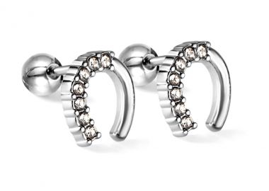 Καρφωτά σκουλαρίκια με ζιργκόν από ανοξείδωτο ατσάλι σε ασημένια απόχρωση -  - 