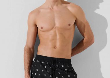 Karl Lagerfeld ανδρικό μαγιό σορτς με all-over Ikon print - A3M46007 Μαύρο - KARL LAGERFELD - 