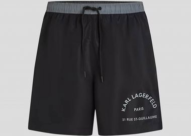 Karl Lagerfeld ανδρικό μαγιό σορτς με logo print - B1M46008 Μαύρο - KARL LAGERFELD - 