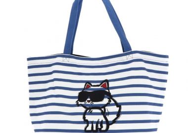 KARL LAGERFELD Ikon Print Stripe Shopper White And Blue Stripes A2W50025 Λευκό - Karl Lagerfeld - 