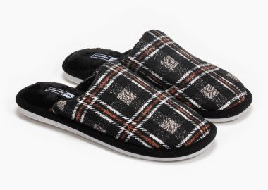 Καρό ανδρικές παντόφλες - Μαύρο - Issue - 