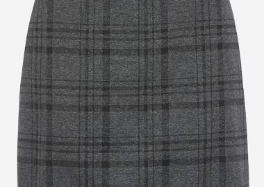 Καρό ελαστική πλεκτή φούστα σε γκρι χρώμα -  - 