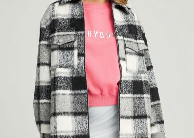 Καρό παλτό με κούμπωμα φερμουάρ - FUNKY BUDDHA - 