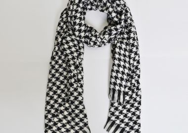 Κασκόλ με καρό σχέδιο και κρόσσια - MAT FASHION - 