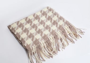 Κασκόλ με καρό σχέδιο και κρόσσια - MAT FASHION - 