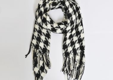 Κασκόλ με καρό σχέδιο και κρόσσια - MAT FASHION - 