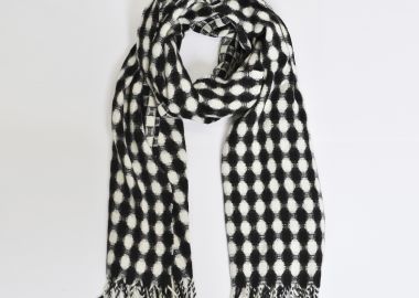 Κασκόλ με πουά σχέδιο και κρόσσια - MAT FASHION - 