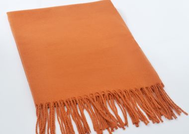 Κασκόλ πορτοκαλί με κρόσσια - MAT FASHION - 