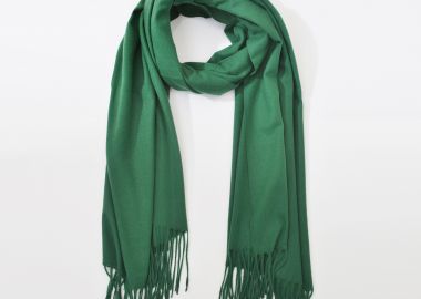 Κασκόλ σκούρο πράσινο με κρόσσια - MAT FASHION - 