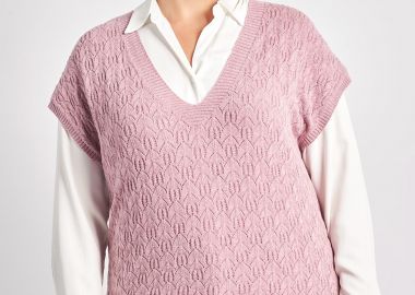 Καζάκα με openwork πλεκτό μοτίβο και ριπ τελειώματα -  - 