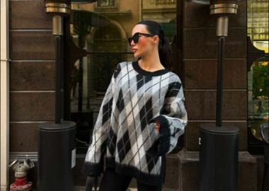 KEISHA γυναικείο πουλόβερ με ρόμβους γκρι - SOU - 