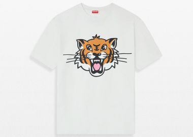 KENZO Ανδρικό Λευκό 'Happy Tiger' T-shirt In Cotton - KENZO - 
