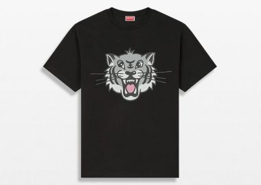 KENZO Ανδρικό Μαύρο 'Happy Tiger' T-shirt In Cotton - KENZO - 