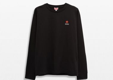 KENZO Ανδρικό Μαύρο Boke Flower Embroidered Logo Sleeved Tee - KENZO - 