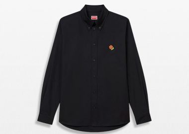 KENZO Ανδρικό Μαύρο Casual Embroidered Poplin Shirt - KENZO - 