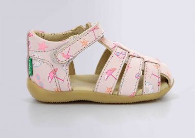 Kickers βρεφικά δερμάτινα πέδιλα με all-over print 