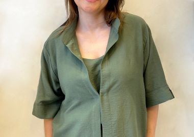 Κιμονό με μαο γιακά σε χακί χρώμα -  - 