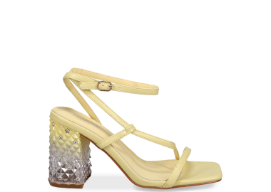 Κίτρινο πέδιλο με διακοσμημένο τακούνι - MIGATO - 