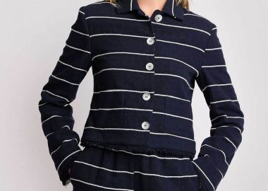 Kocca γυναικείο jacket με ριγέ σχέδιο και ξέφτια 