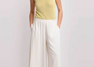 Kocca γυναικείο παντελόνι με ελαστική μέση και cropped wide leg 