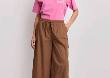 Kocca γυναικείο παντελόνι με ελαστική μέση και wide leg 