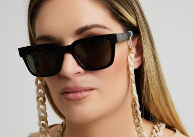 Κοκκάλινη αλυσίδα γυαλιών μπεζ - MAT FASHION - 