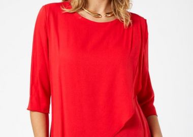 ΚΟΚΚΙΝΗ ΑΣΥΜΜΕΤΡΗ ΜΠΛΟΥΖΑ ΜΕ ΤΡΟΥΑΚΑΡ ΜΑΝΙΚΙ - Anna Raxevsky - 