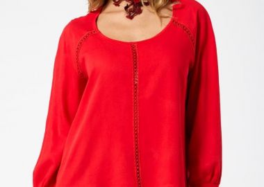 ΚΟΚΚΙΝΗ ΜΠΛΟΥΖΑ ΜΕ ΔΙΑΚΟΣΜΗΤΙΚΗ ΔΑΝΤΕΛΑ - Anna Raxevsky - 