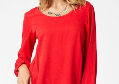 ΚΟΚΚΙΝΗ ΜΠΛΟΥΖΑ ΜΕ ΛΑΣΤΙΧΟ ΣΤΑ ΜΑΝΙΚΙΑ - Anna Raxevsky - 