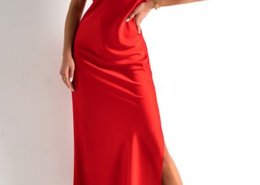 ΚΟΚΚΙΝΟ ΜΙΝΤΙ ΣΑΤΕΝ ΦΟΡΕΜΑ-AMNESIA - fashionroom - 