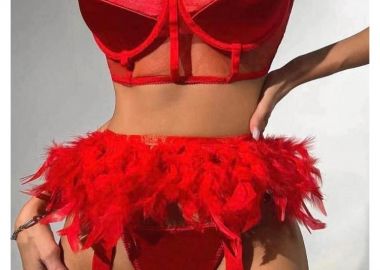 ΚΟΚΚΙΝΟ ΣΕΤ ΕΣΩΡΟΥΧΑ ΜΕ ΠΟΥΠΟΥΛΑ- CANDICE - fashionroom - 