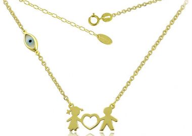 Κολιέ αγόρι κορίτσι με καρδιά από χρυσό 9Κ -  - 