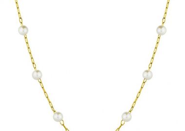 Κολιέ Αλυσίδα Από Ανοξείδωτο Ατσάλι Επιχρυσωμένο 24Κ Με Μαργαριτάρια TA17927 40cm - AMOR AMOR - 