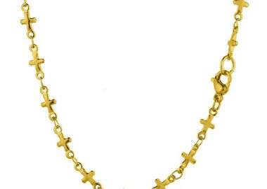 Κολιέ Αλυσίδα Από Ανοξείδωτο Ατσάλι Επιχρυσωμένο Σταυρός TA17147 55cm - AMOR AMOR - 