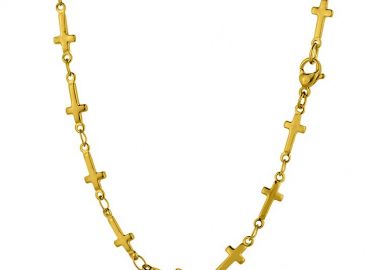 Κολιέ Αλυσίδα Από Ανοξείδωτο Ατσάλι Επιχρυσωμένο Σταυρός TA17189 45cm - AMOR AMOR - 