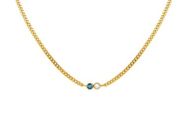 Κολιέ αλυσίδα διακοσμημένη με πολύχρωμα ζιργκόν από ανοξείδωτο ατσάλι σε χρυσή απόχρωση -  - 