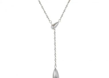 Κολιέ αλυσίδα με charms σε σχέδιο σταγόνας από ανοξείδωτο ατσάλι σε ασημένια απόχρωση -  - 