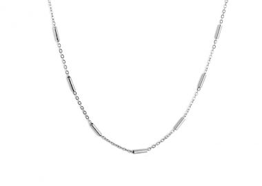 Κολιέ αλυσίδα με διακριτικές μπάρες από ανοξείδωτο ατσάλι σε ασημένια απόχρωση -  - 