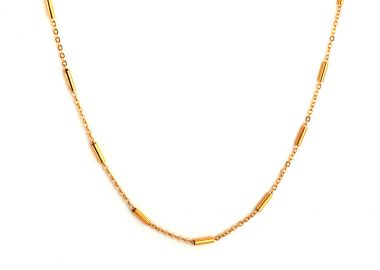 Κολιέ αλυσίδα με διακριτικές μπάρες από ανοξείδωτο ατσάλι σε χρυσή απόχρωση -  - 