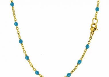 Κολιέ Αλυσίδα Ροζάριο 2mm Από Ανοξείδωτο Ατσάλι Επιχρυσωμένο 24Κ TA15254 55cm - AMOR AMOR - 