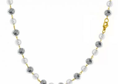 Κολιέ Αλυσίδα Ροζάριο Από Ανοξείδωτο Ατσάλι Επιχρυσωμένο Με Μαργαριτάρια TA14643 55cm - AMOR AMOR - 