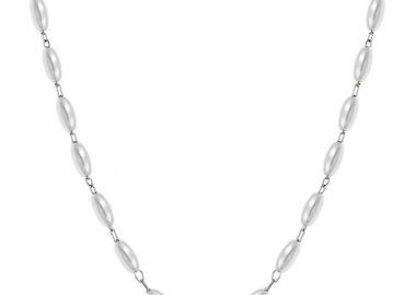 Κολιέ Αλυσίδα Ροζάριο Από Ανοξείδωτο Ατσάλι Με Μαργαριτάρια AA12350 45cm - AMOR AMOR - 