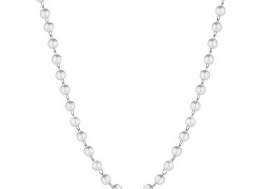 Κολιέ Αλυσίδα Ροζάριο Από Ανοξείδωτο Ατσάλι Με Μαργαριτάρια MI15196 - AMOR AMOR - 